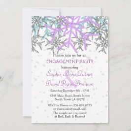 Invitación Partido de compromiso de copos de nieve púrpura de