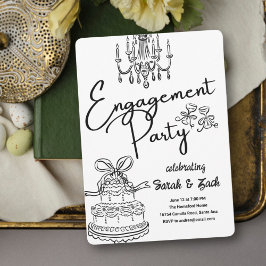 Invitación Partido de compromiso de Doodle Toasting