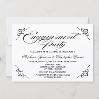 Invitación Partido de Compromiso de Elegancia de Caligrafía