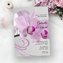 Invitación Partido de Compromiso de Elegancia Orquídea Rosa