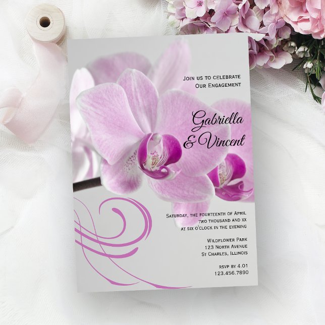 Invitación Partido de Compromiso de Elegancia Orquídea Rosa (Subido por el creador)