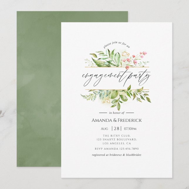 Invitación Partido de compromiso de energía verde de cristal  (Anverso / Reverso)