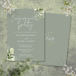 Invitación Partido de compromiso de escritura verde floral Sa