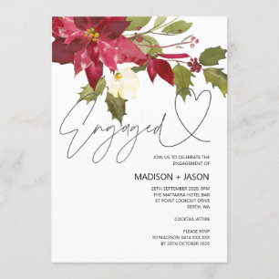 Invitación Partido de compromiso de feriado de Navidades rojo