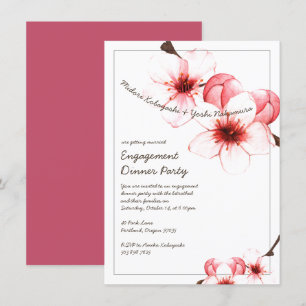 Invitación Partido de compromiso de flor de cerezo pintado co