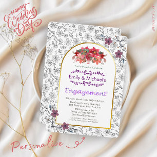 Invitación Partido de compromiso de flor floral Spring Gold B