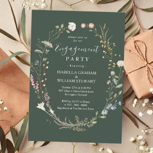 Invitación Partido de Compromiso de Flor Silvestre Rustic Dar