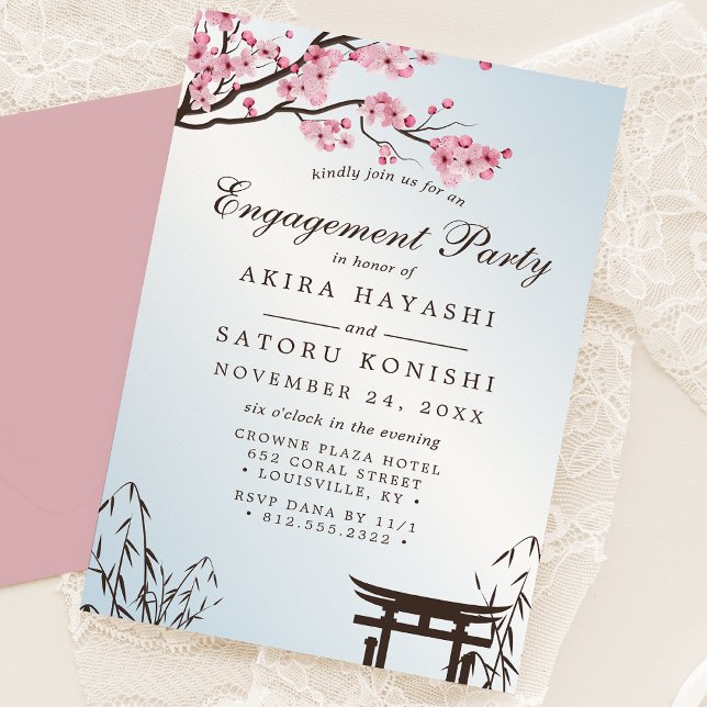 Invitación Partido de compromiso de floración de cerezo japon (Subido por el creador)