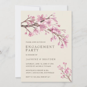 Invitación Partido de compromiso de floración rosa de cerezo
