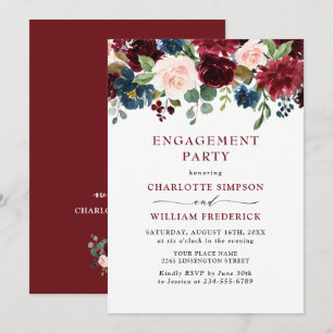 Invitación PARTIDO DE COMPROMISO DE Flores Rubor azules de la
