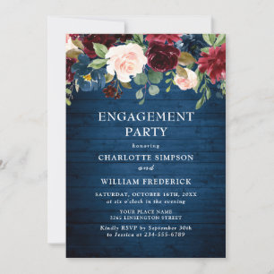 Invitación PARTIDO DE COMPROMISO DE Flores Rubor azules de la