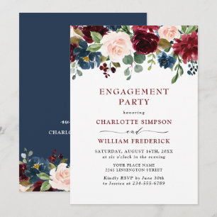 Invitación PARTIDO DE COMPROMISO DE Flores Rubor azules de la
