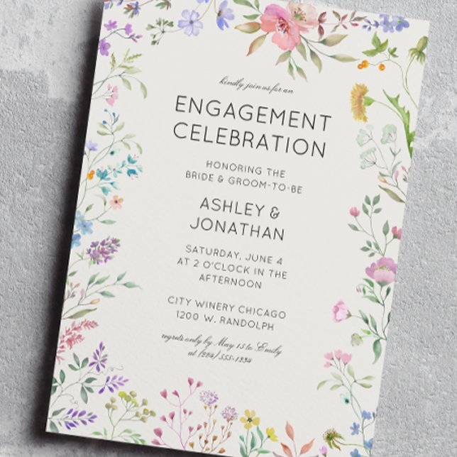 Invitación Partido de compromiso de flores silvestres simple  (Subido por el creador)