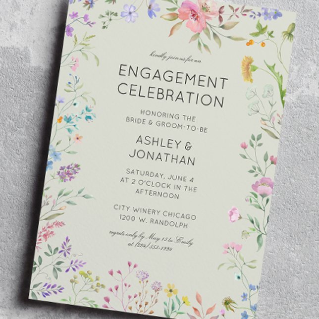 Invitación Partido de compromiso de flores silvestres simple  (Subido por el creador)