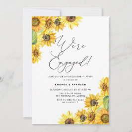 Invitación Partido de compromiso de girasoles de acuarela rus