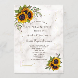Invitación Partido de compromiso de girasoles geométricos Pur
