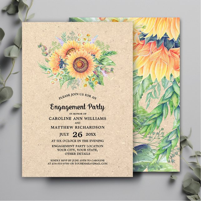 Invitación Partido de compromiso de girasoles rusos (Subido por el creador)