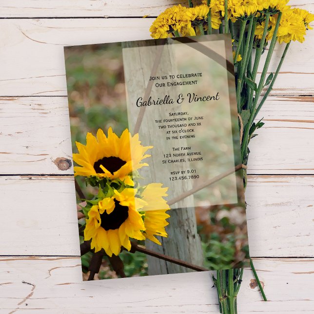 Invitación Partido de compromiso de girasoles rusos y carreti (Subido por el creador)