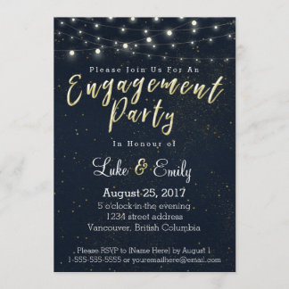 Invitación Partido de compromiso de glamour de medianoche