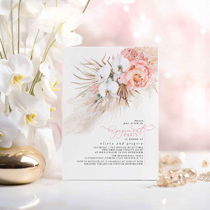 Invitación Partido de compromiso de Grass Pampas Floral Rosa