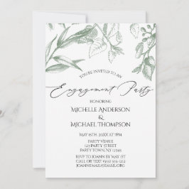Invitación Partido de compromiso de hojas botánicas verdes