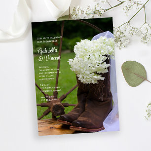 Invitación Partido de compromiso de Hydrangea Rustica y Boots
