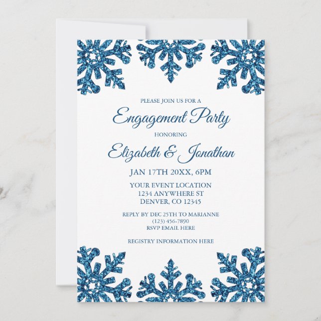Invitación Partido de compromiso de invierno con el copo de n (Anverso)