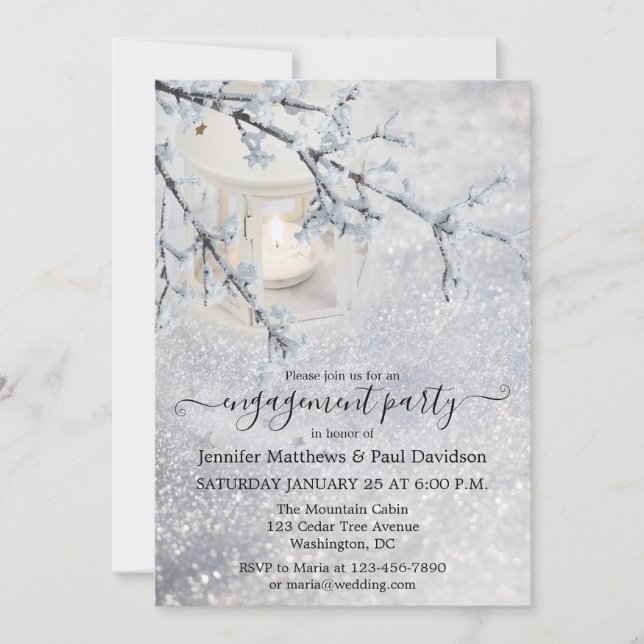 Invitación Partido de compromiso de invierno con la nieve esp (Anverso)