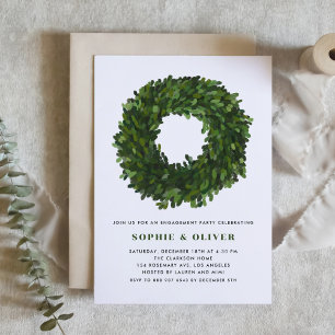 Invitación Partido de compromiso de invierno con Wreath de Bo
