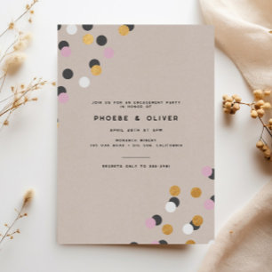 Invitación Partido de compromiso de Kraft Confetti moderno