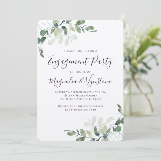 Invitación Partido de compromiso de Kraft Eucalyptus ruso (Anverso de pie)