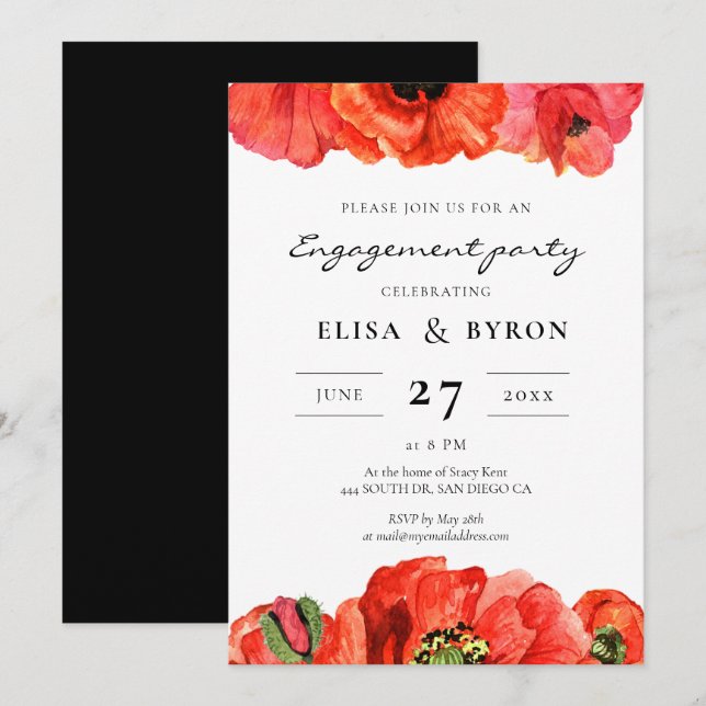 Invitación Partido de compromiso de la acuarela de los roedor (Anverso / Reverso)