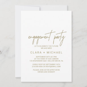 Invitación Partido de compromiso de la caligrafía de oro capr
