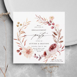Invitación Partido de compromiso de la flor de la guirnalda f