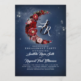 Invitación Partido de compromiso de la luna floral de la mari