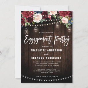 Invitación Partido de compromiso de la luz de cadena floral d