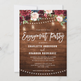 Invitación Partido de compromiso de la luz de cadena floral d
