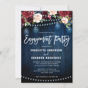 Invitación Partido de compromiso de la luz de cadena floral d