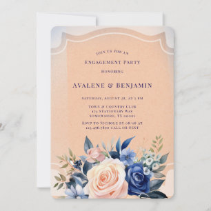 Invitación Partido de compromiso de la Marina Azul Peach Pint