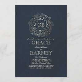 Invitación Partido de compromiso de la Marina Vintage Gold Fl