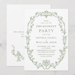 Invitación PARTIDO DE COMPROMISO DE LA Ornate Grace Sage Gree