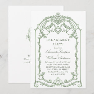 Invitación PARTIDO DE COMPROMISO DE LA Ornate Grace Sage Gree