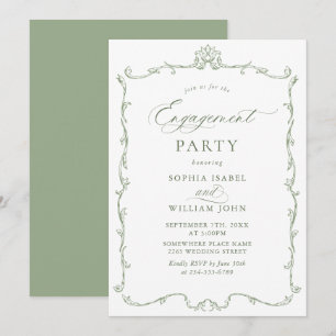 Invitación PARTIDO DE COMPROMISO DE LA Ornate Grace Sage Gree