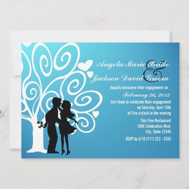 Invitación Partido de compromiso de la pareja de siluetas (Anverso)