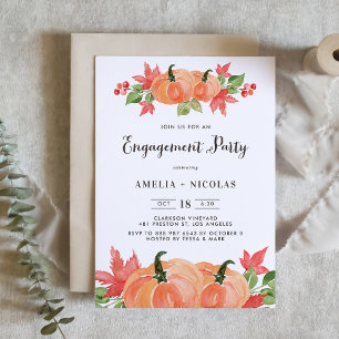 Invitación Partido de compromiso de la piel de calabaza de co