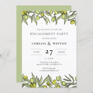 Invitación Partido de compromiso de la rama Olive moderna