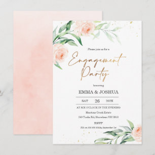 Invitación Partido de compromiso de la vegetación floral rosa