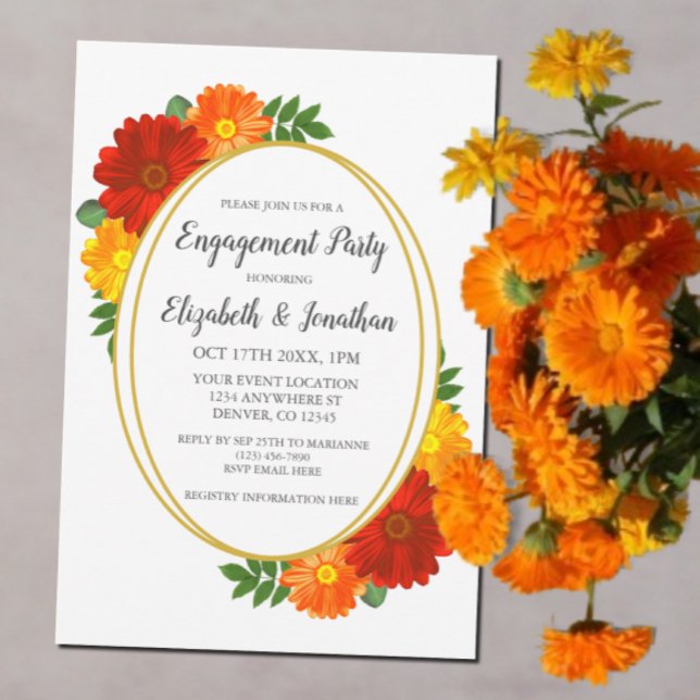 Invitación Partido de compromiso de las florals de otoño (Subido por el creador)