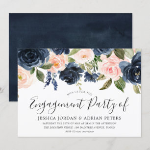 Invitación Partido de compromiso de las Flores de Acuarela de