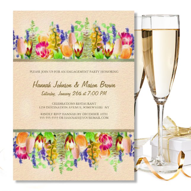 Invitación Partido de compromiso de las flores de primavera (Subido por el creador)